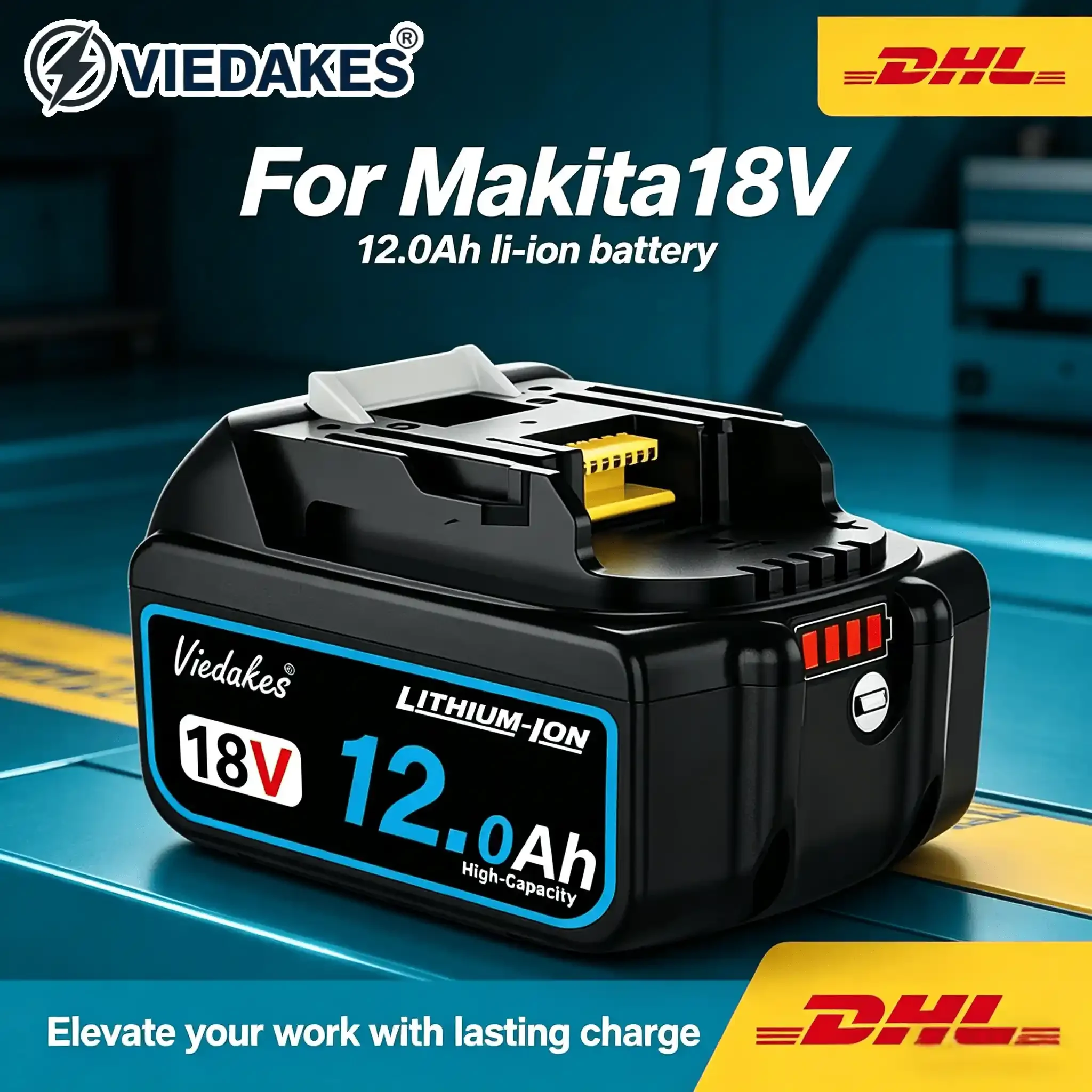 

For Makita 18V Battery VIEDAKES 6.0Ah LXT For DDF DHP DGA Drill Grinder High Capacity Power Tool Battery✅
