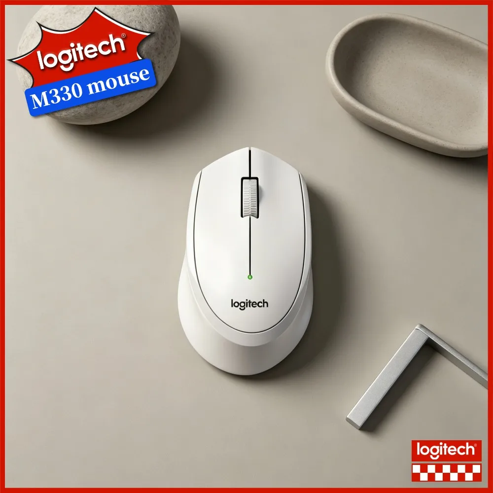 Logitech M330 Silent Plus Wireless Mouse 2.4Ghz USB Receiver Long Battery Life High Precision For Home Office PC