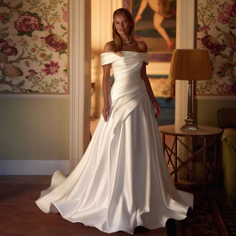 Eightree Boho 2026 A-lijn trouwjurken uit de schouder vloerlengte bruidsjurk prinses bruiloft bal galajurken op maat