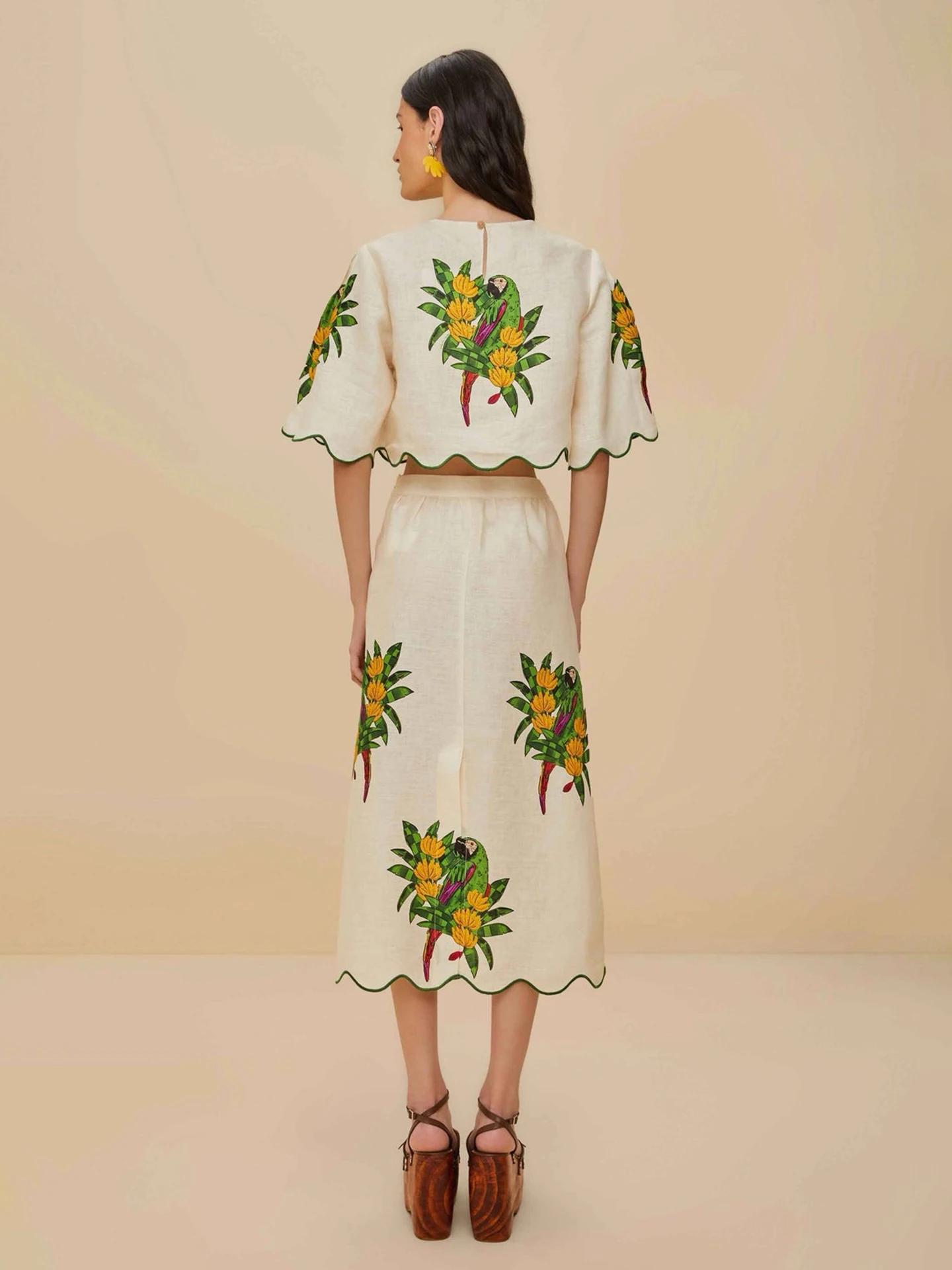 

VGH Австралийский льняной принт Overhead ort Sve Top plus f Комплект юбки Повседневный комплект из двух предметов Женская мода