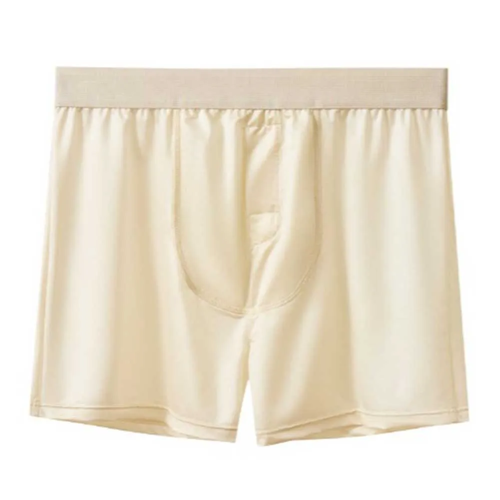 Men Satin-like Ice Silk Briefs Loose Boxer Shorts Underwear For Man Panties Solid Pajama Pants Calcinha Men's Underpants Classic