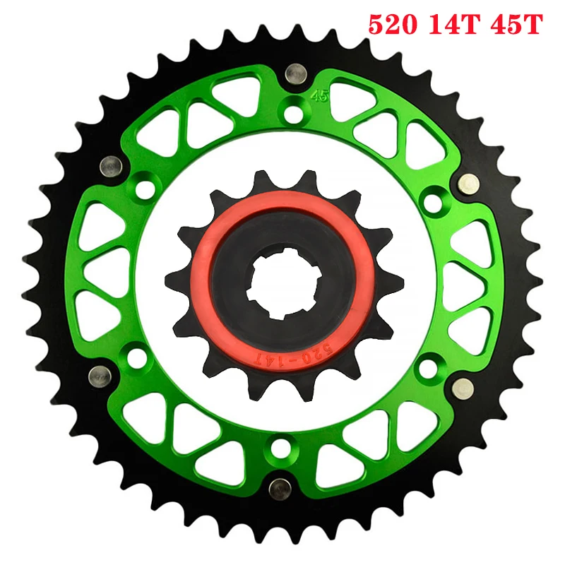 520 14T 45T-52T Motorcycle Front & Rear Sprocket For KAWASAKI KDX200 KDX250 KX250 KX500 KLX300R KDX220R KDX 200 250 220 R KX 500