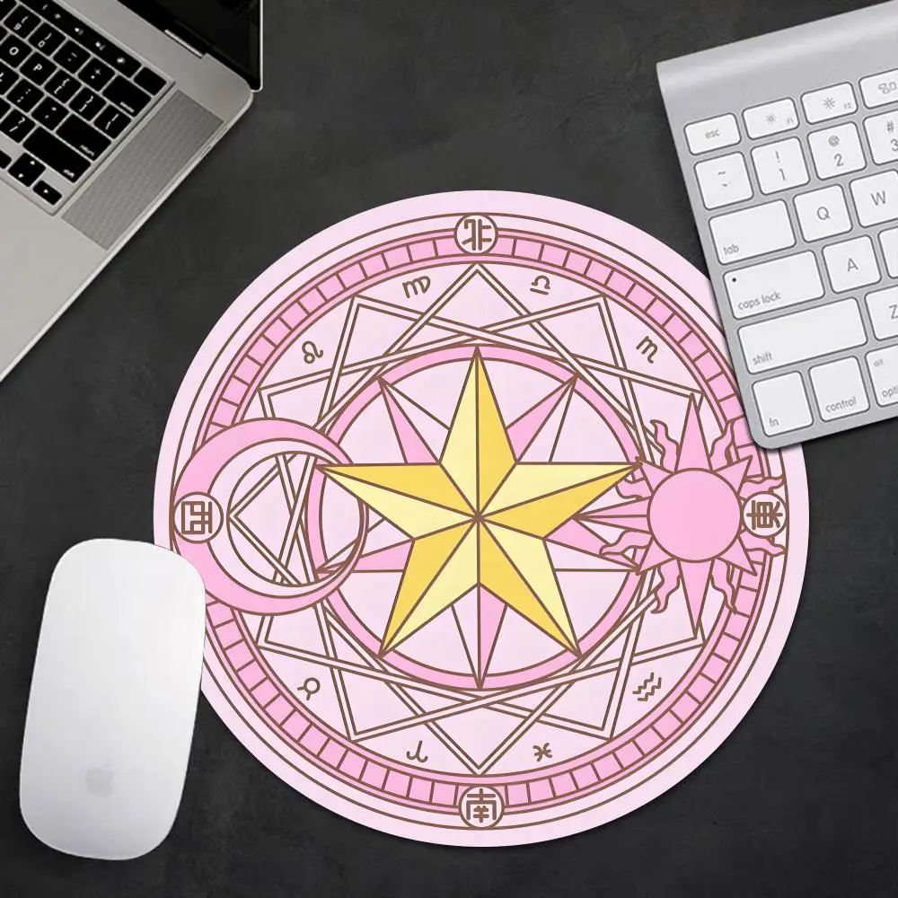 22x22cm Pink Magic Girls Anti-Slip Small Round Mousepad Mouse Pad for Home Office Gaming Desk Laptop Keyboard Accessories Mat