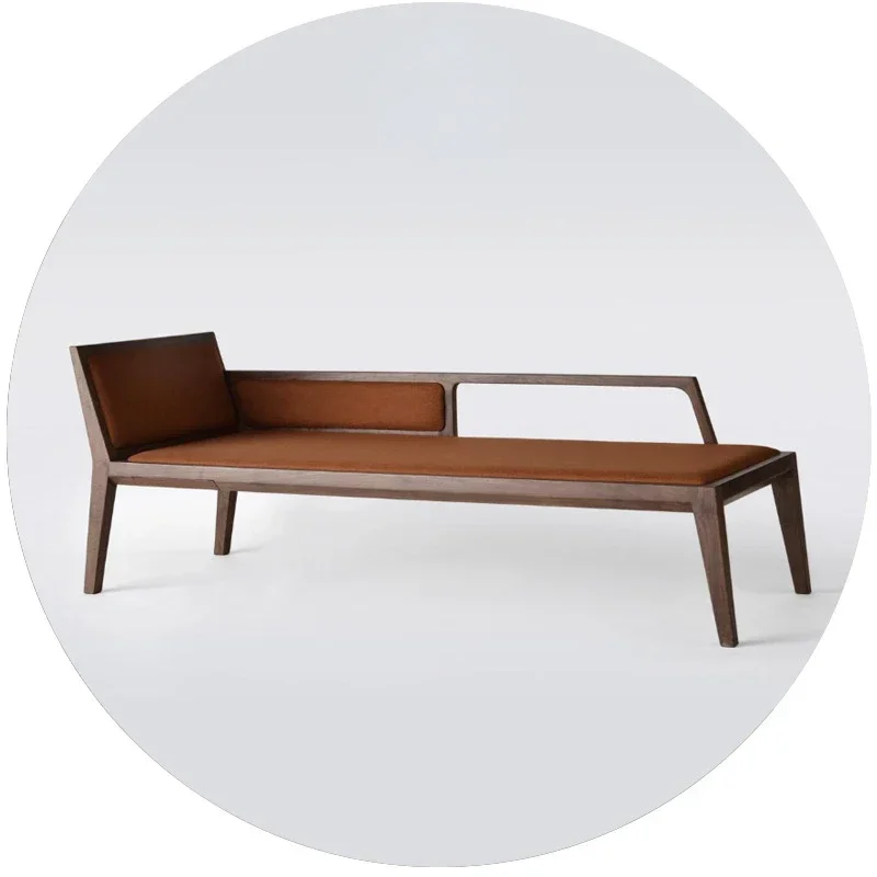 Chinese Style Solid Wood Chaise Longue Bedroom Retro High-End Beauty Bed B & B Balcony Leisure Recliner
