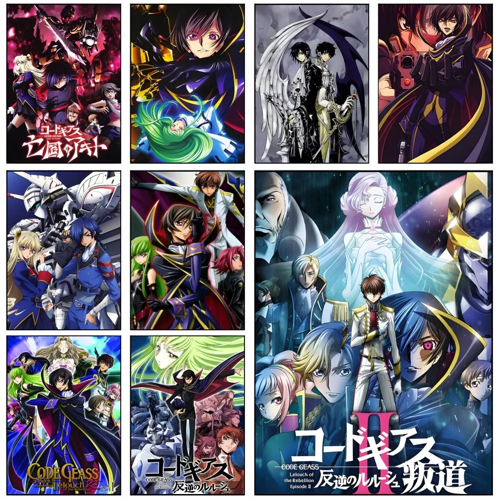 Code Geass Poster Japan Anime Self-adhesive Art Waterproof Paper Sticker Coffee House Bar Room Wall Decor