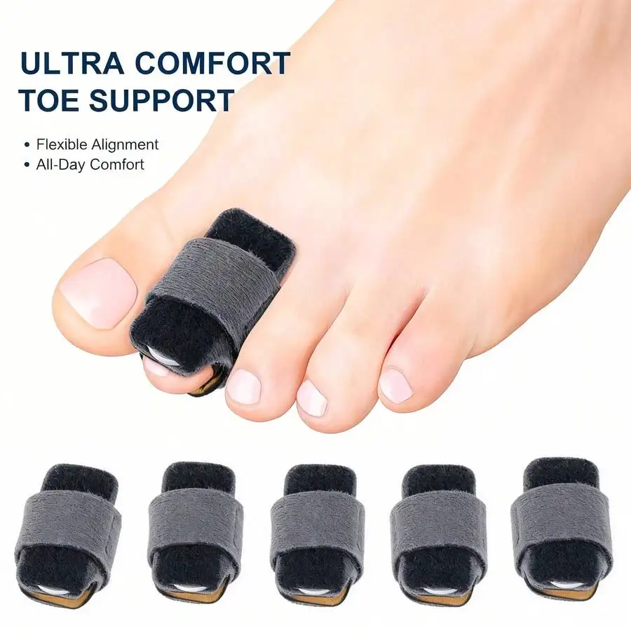 5-Piece Set Of Adjustable Hammer Toe Correctors, Medium Size, Unisex, Used To Correct Curled, Bent, Crooked, And Broken Toe Bones, And To Relieve Toe Bone Pain