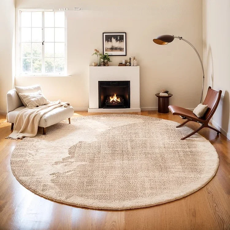 

Round Living Room Carpet Cream Style Bedroom Bedside Carpet Simple Dirt-resistant Home Sofa Coffee Table Floor Mats Tapete 양탄자