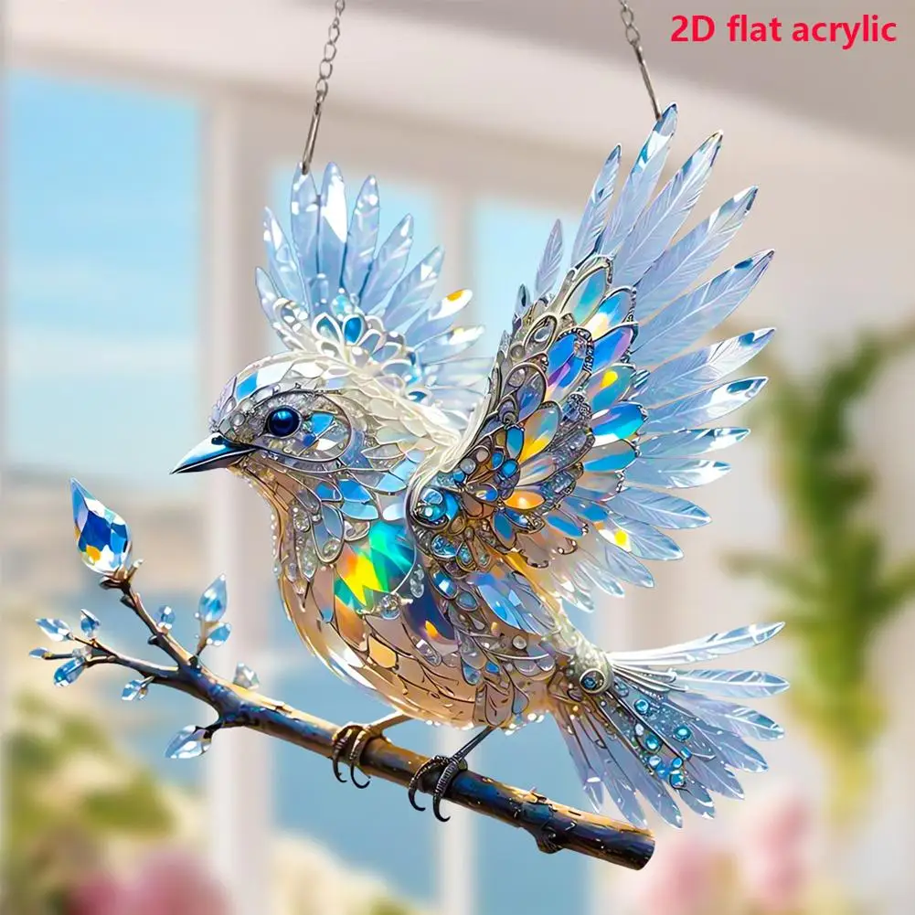 1/2/3Pcs 2D Acrylic Hummingbird Hangings Pendant Ornaments Sun Catcher Window Stained Birds Hummingbird Window Garden Decor