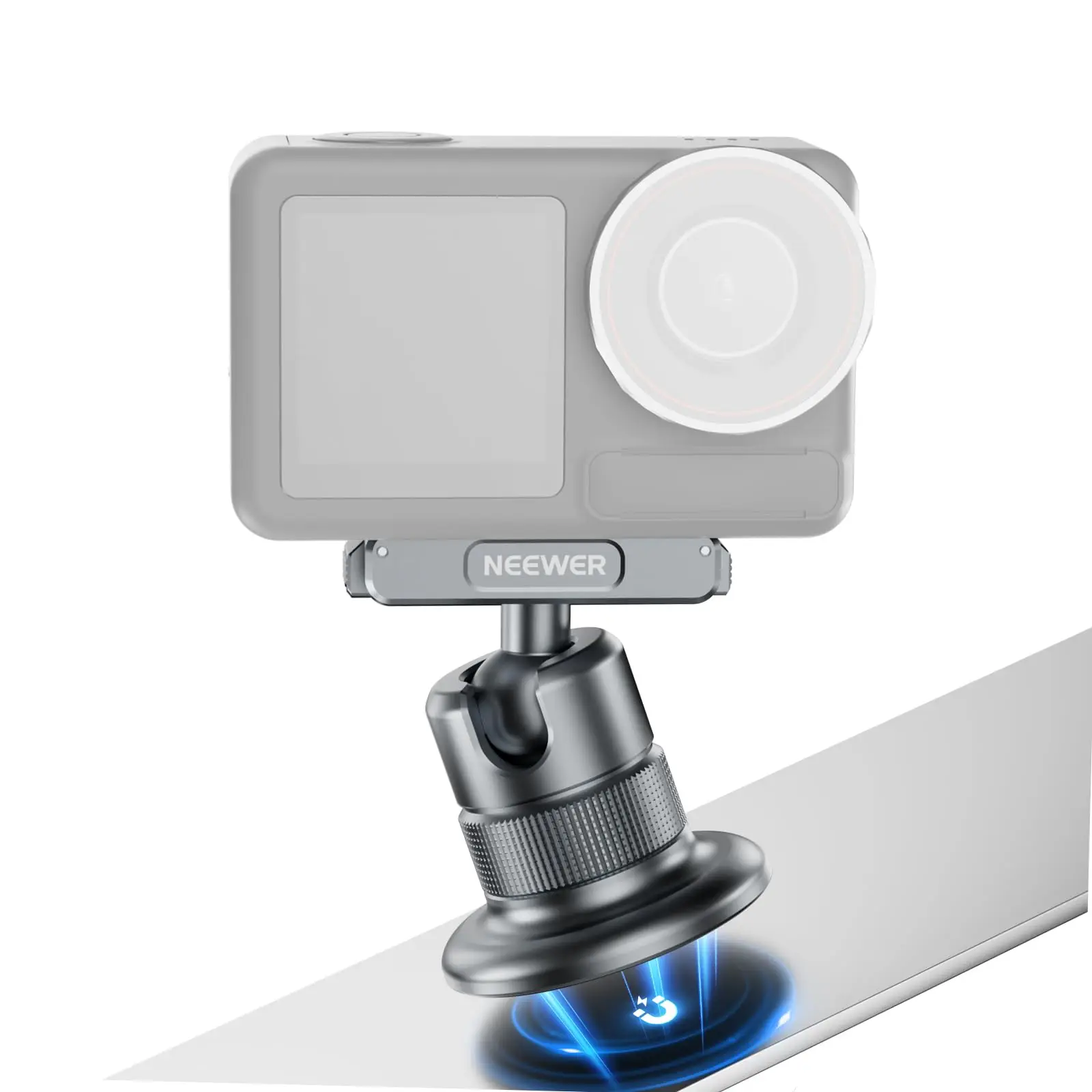Magnetic Camera Mount Compatible with DJI Osmo Action 5 Pro/4/3 360 Quick Release Ball Head Adapter 1/4