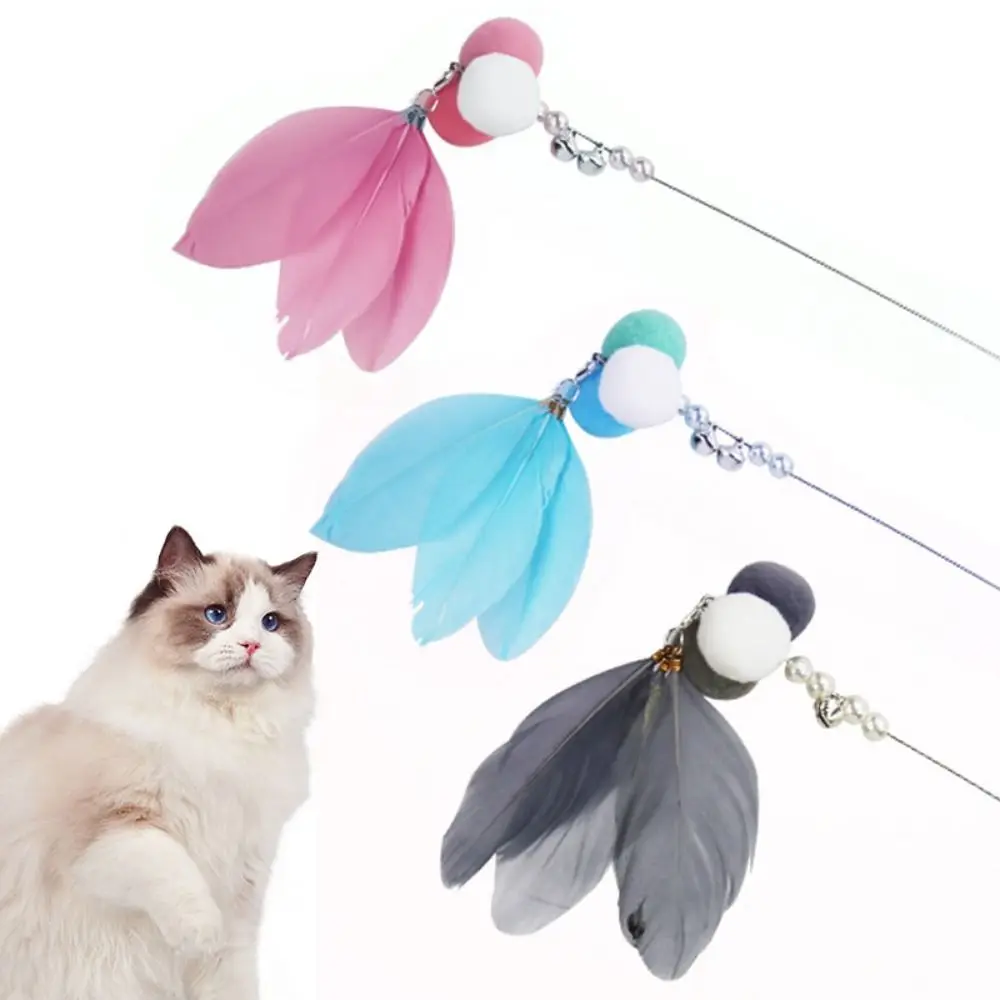 Colorful for Cat Playing Bite resistant with Bell Cat Stick Toys Cat Fishing Rod Kitten Teaser Stick Pet Toys