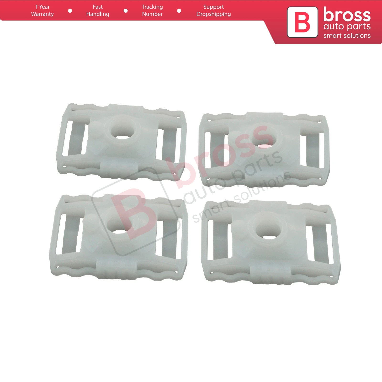 Bross BWR5009 4 Pieces Electrical Power Window Regulator Sliding Pivot Clips for Renault Fluence, renault Samsung SM3 2009-On