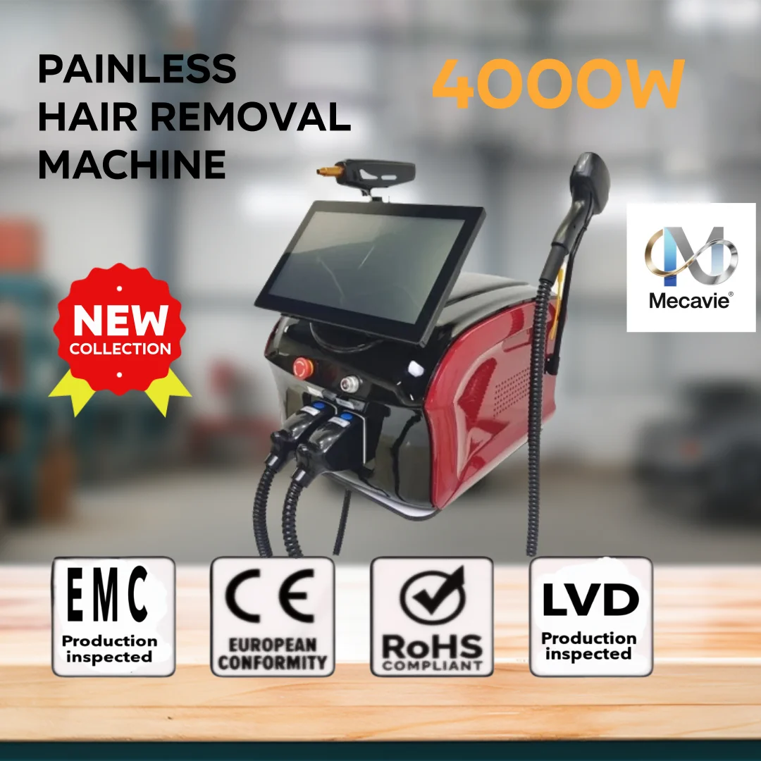 

2in1 Soprano Titanium Ice Diode Laser 755 940 1064 808nm 4 Wavelengths Painless Hair Removal Machine Professional‌ CE Certified