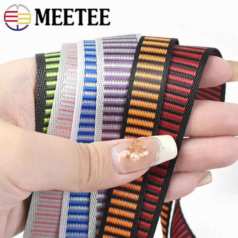 10M 15/20mm Nylon Stripe Webbing for Bag Strap Luggage Binding Tape Clothing Ribbon Band Decorative Lace Sewing Bias Accessories