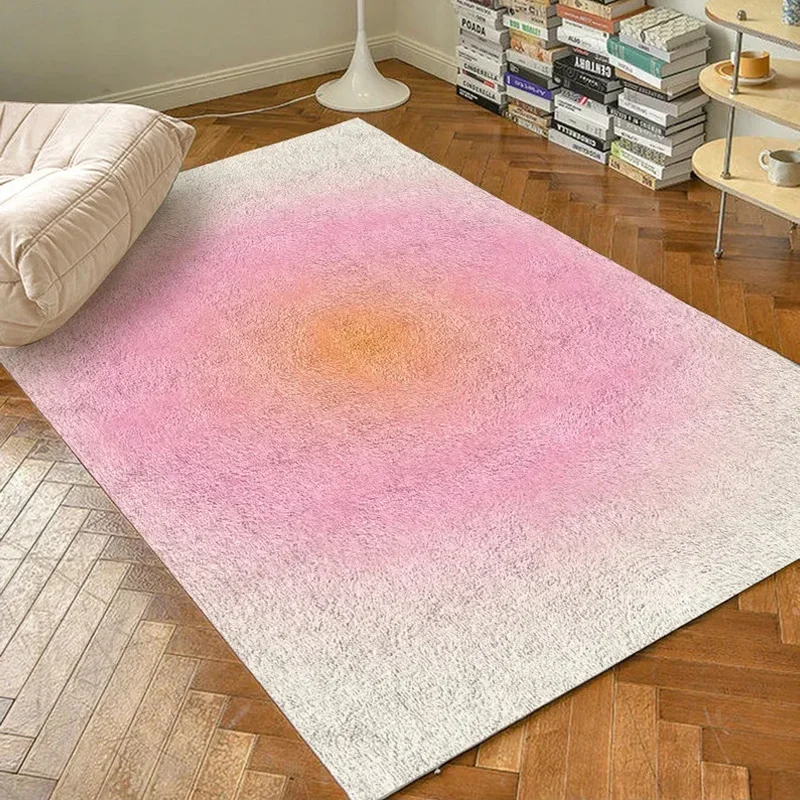 Pink Gradient Living Room Oversized Carpets Cute Girl Bedroom Carpet Minimalist Design Rugs Comfortable Soft Plush Rug Alfombra