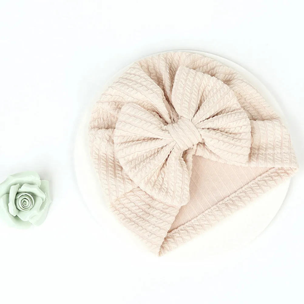 

4Pcs Baby Hats Elastic Bowknot Warm Winter Knitted Caps Cartoon Kids Decorative Caps Soft Comfortable Warm Hats