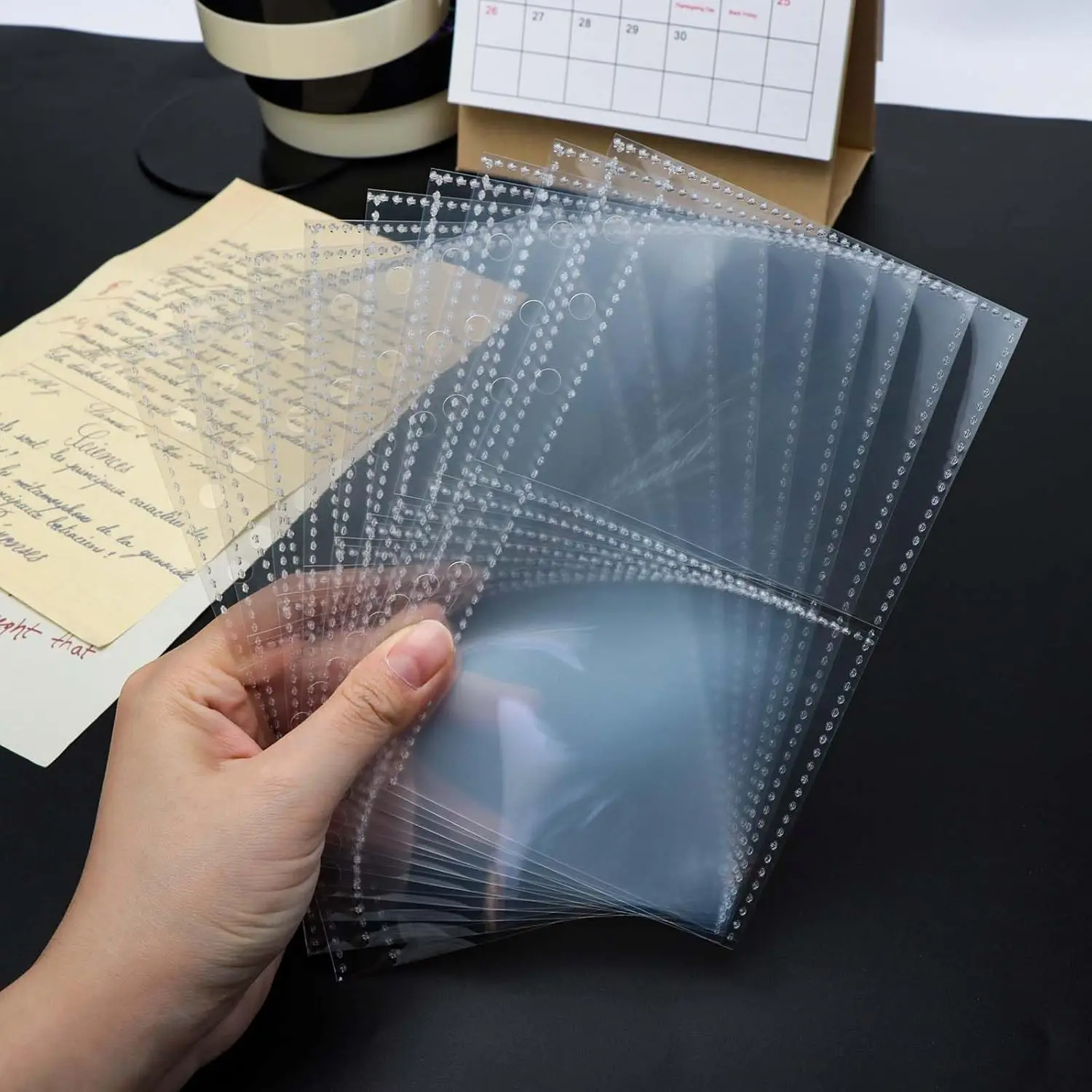 10-20sheets A6 Photo Sleeves Clear Sheet Protectors 2 Pocket Picture Card Insets PP Photo Album Refill Pages for 6 Ring Binder