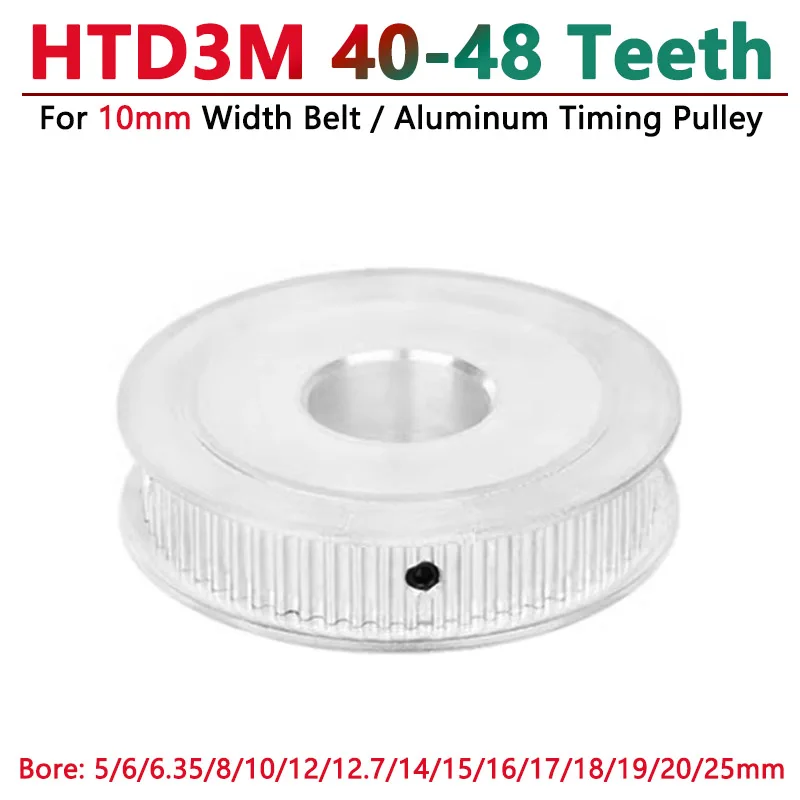 

1pcs 40-48Teeth HTD3M Timing Pulley Aluminum Alloy Synchronous Wheel For 10mm Width Belt Bore 5-25mm 40/42/44/45/46/48 Teeth