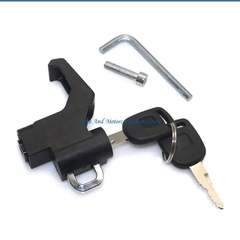 Trava segurança para capacete motocicleta, gancho com 2 chaves, furos parafuso 6mm, liga alumínio antirroubo para