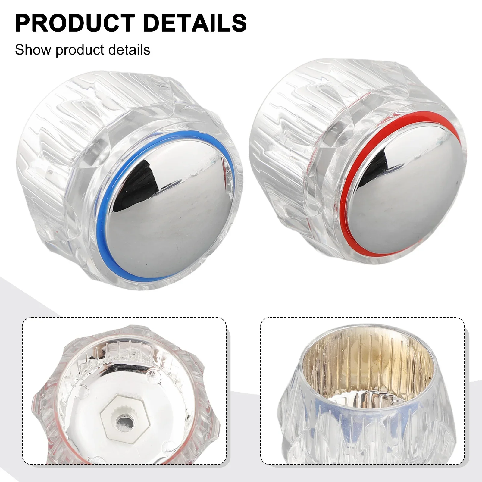 2PCS Replacement Acrylic Tap Heads For Kitchen And Bathroom Faucets 20 Splines 7.5mm For Tap Spindle Cap Upgrade