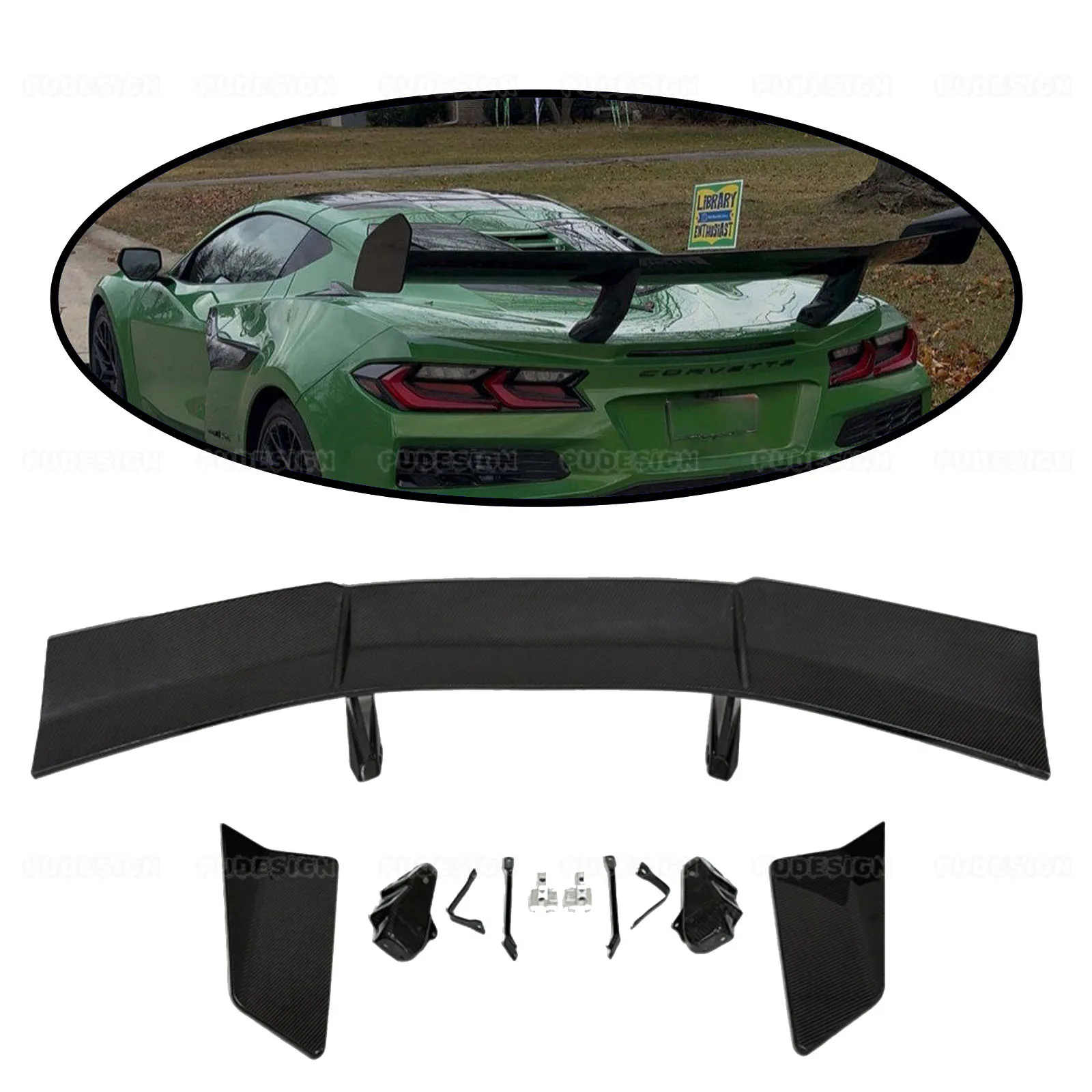 For 2020-up Chevrolet Corvette C8 Z06 Trunk Spoiler ZR1 Style High Quality Dry Carbon Fiber Spoiler Trunk Boot Wing Spoiler