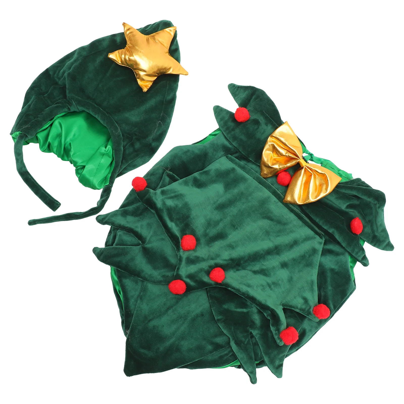 

1Set Christmas Tree Design Costume High-Grade Material Good Touch Perfect Cut Baby Clothes Hat Xmas Clothing Photography Prop