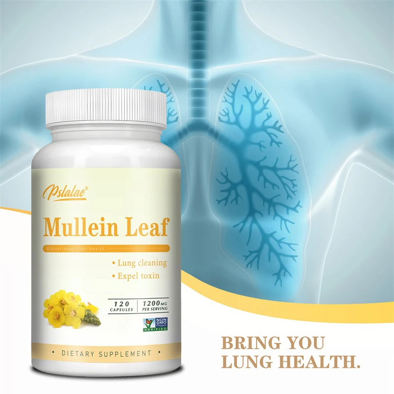 Mullein Leaf Capsules - for Lung Cleanse Helps Healthy Respiratory Function & Mucous Membranes