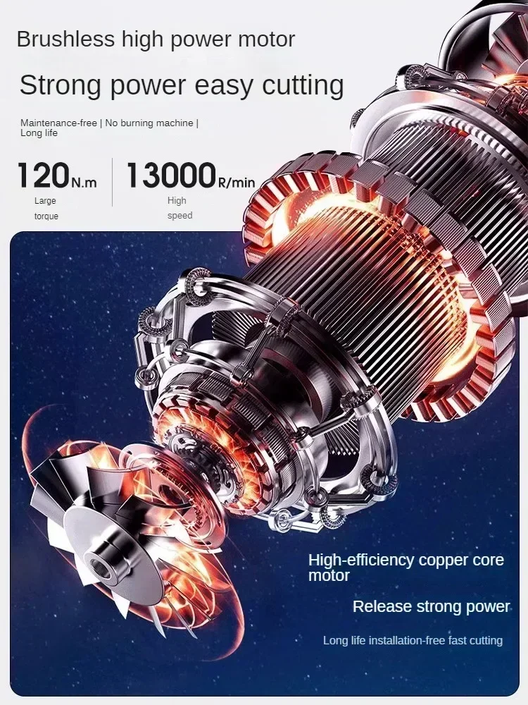 Professional Rechargeable Brushless Lithium-ion Angle Grinder with High Power