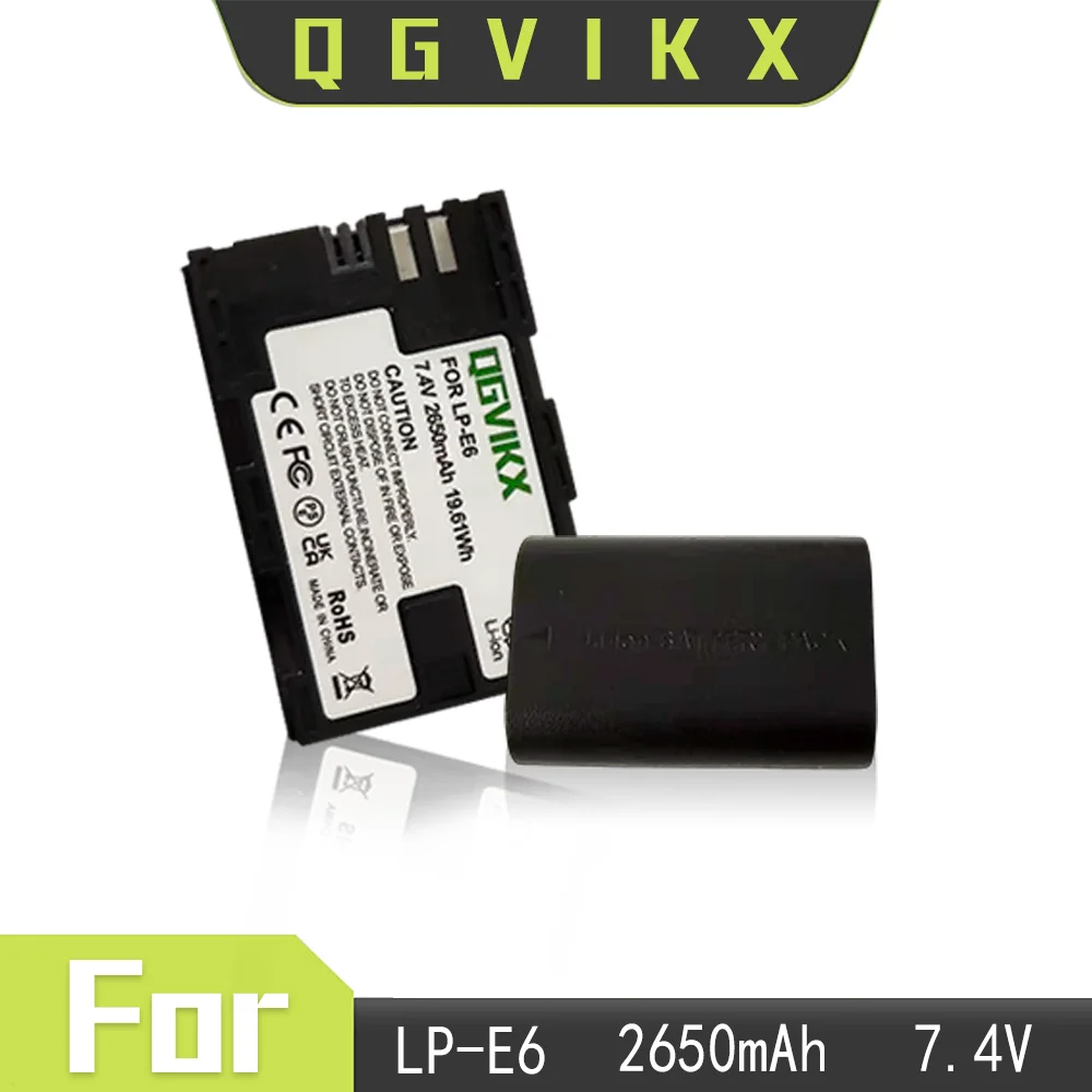 QGVIKX  LP E6 Batter 2-Packy and Triple Slot Charger Compatible with LP-E6 Battery 7.4V 2650mAh POWER BATTERY CAPACITY 19.61Wh