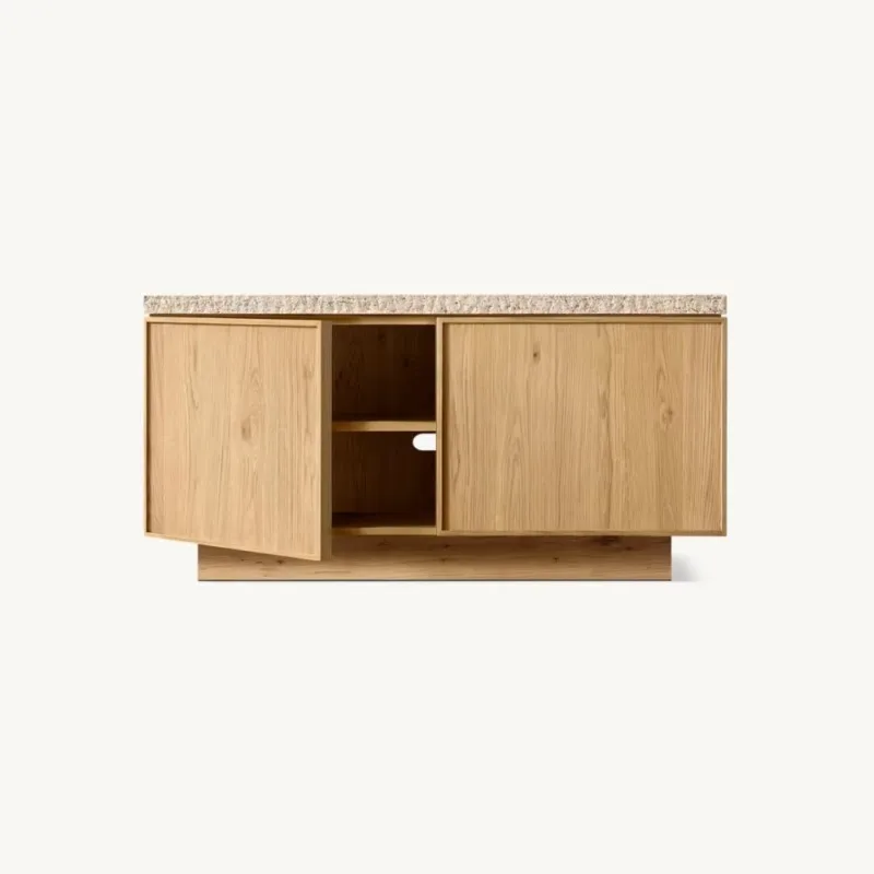 Modern Kitchen Storage Organizer Furniture Wooden Cutlery Buffet Cabinet with Double Door