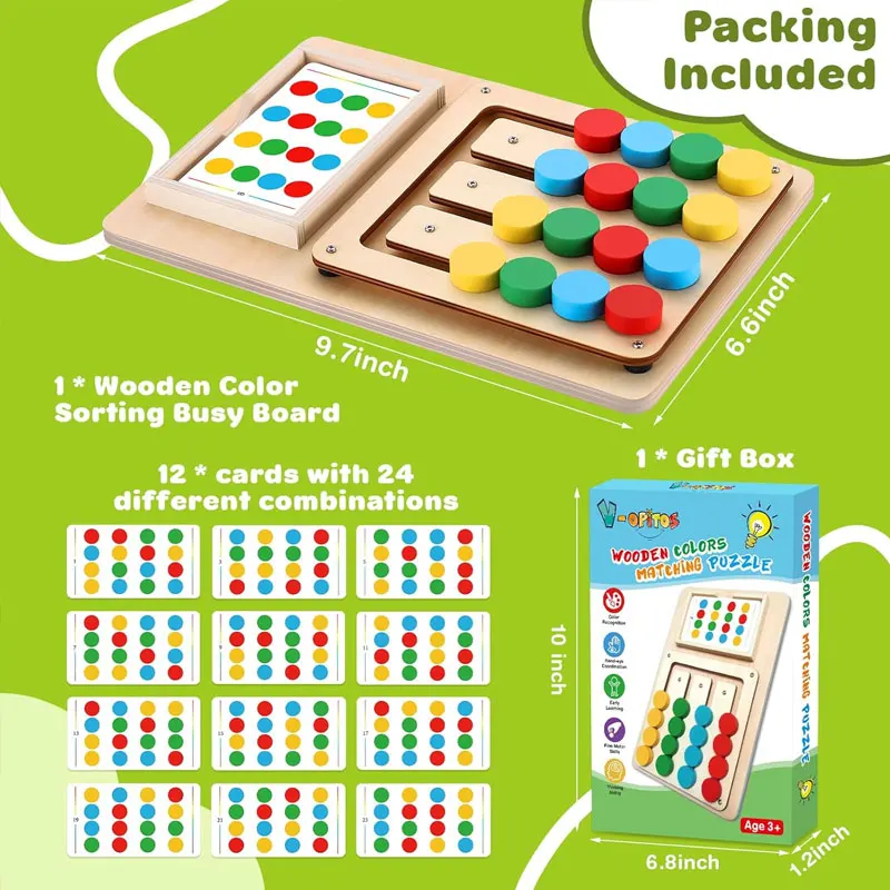 Gioco da tavolo per l'apprendimento in legno per bambini Giocattolo educativo Montessori con abbinamento di forme a 4 colori per lo sviluppo del cervello e il pensiero logico