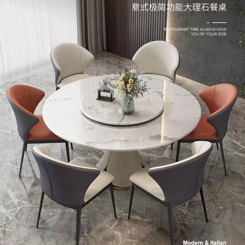 Light luxury modern simple Pandora dining table and chairs eating table medium and small apartment dining table bright rock slab
