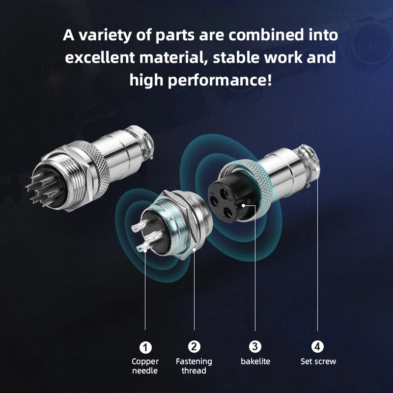 GX16 Aviation Plug Socket with Line Industrial Grade 16mm Opening Male Female 2 3 4 5 6 7 8 9 10 Pin Cable Connector for Airship