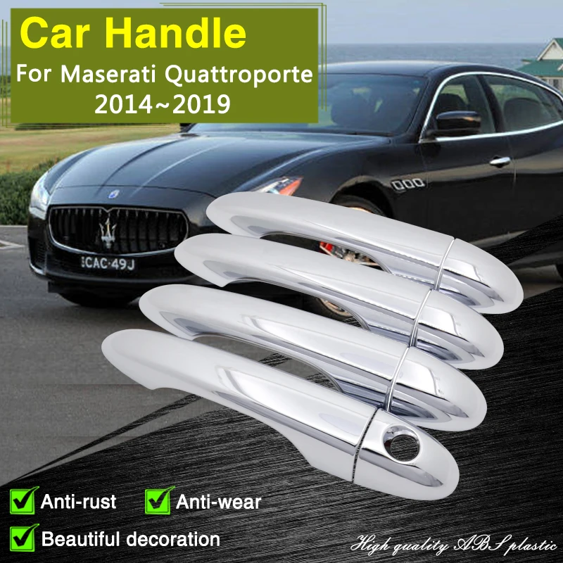 

for Maserati Quattroporte M156 2014~2019 Luxurious Chrome Smart Door Handle Cover Car Exterior Accessories Part Styling Stickers