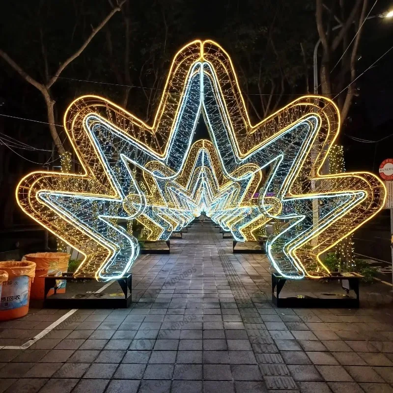 

Giant Christmas LED Gold 2D Star Arch Pattern Light LED Giant Light Star Home Building Hotel Christmas Holiday Decoration