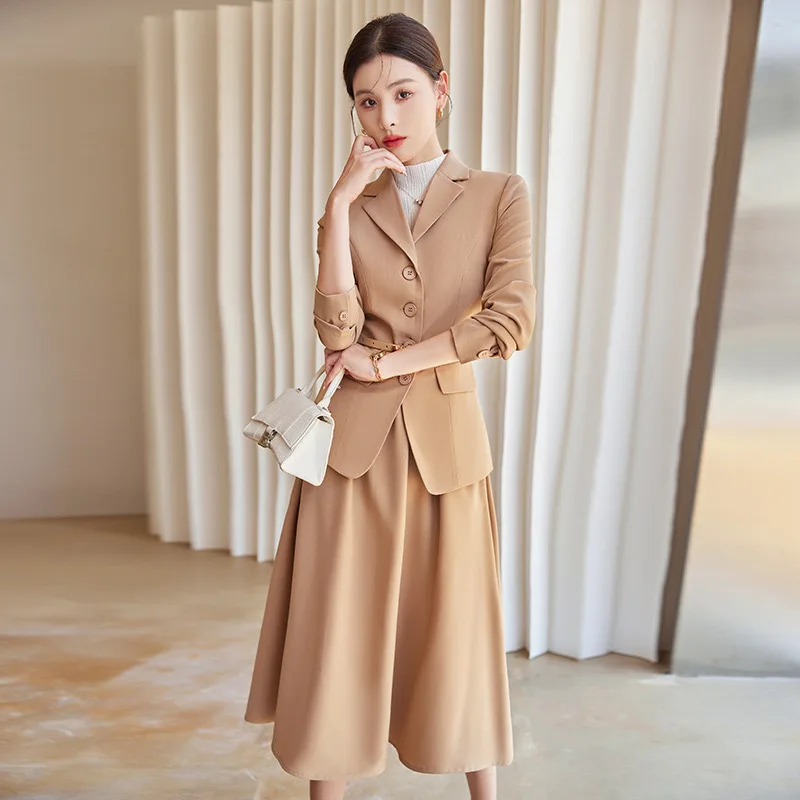 Fashion Temperament Jacket Suit for Women 2025 Blazer+Long Skirt Sets Casual Office Ladies Skirt suit For Business Or Ceremony