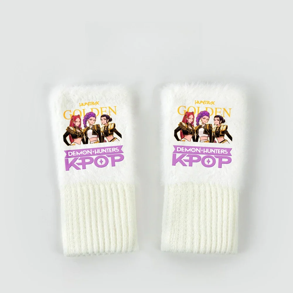 Kpop Demon Hunters Fashionable Winter Warm Soft Knitted Gloves Fingerless Gloves Girls Christmas Creative Decorative Gifts - Image 5