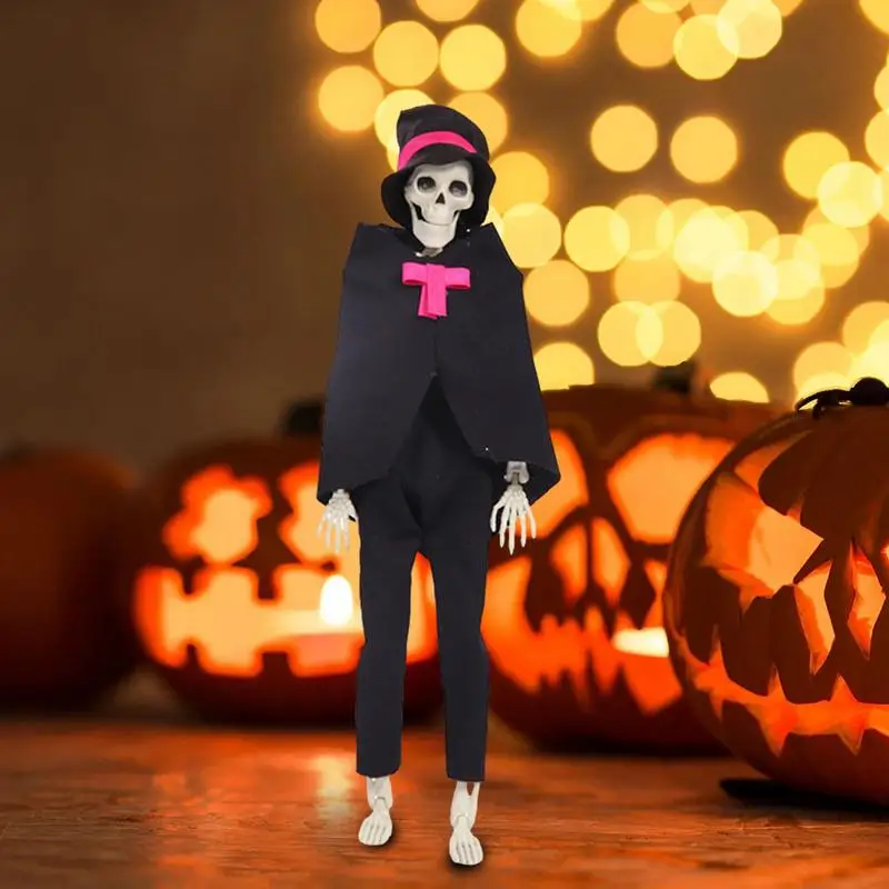 Posable Halloween Skeleton Realistic Posable Skeleton Decor Decoration Accessory For Haunted Houses Trees Doors And Lawns