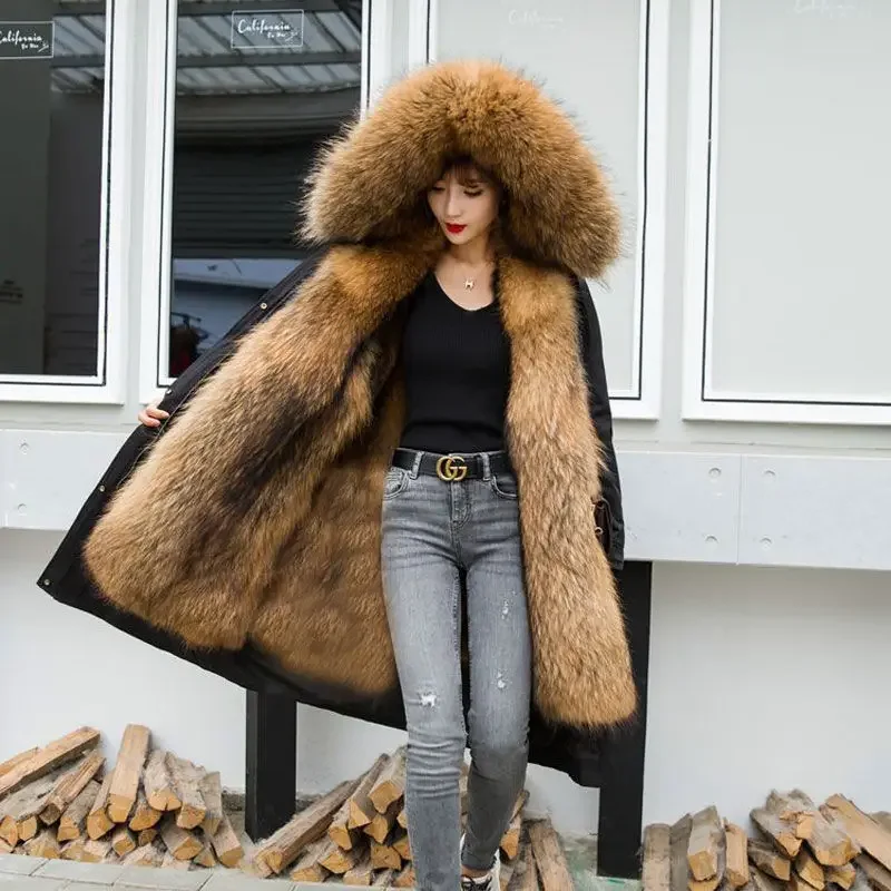 Woman Parkas Super Hot Winter Women's Coat Faux Fur Coat Long Coat Thicken Women's Overcoat Detachable Inner Tank
