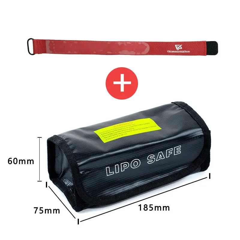 Lipo Battery Fireproof Safe Bag Reversible Magic Tape Strap LiPo Battery Storage Protection Bag 60*75*185 mm