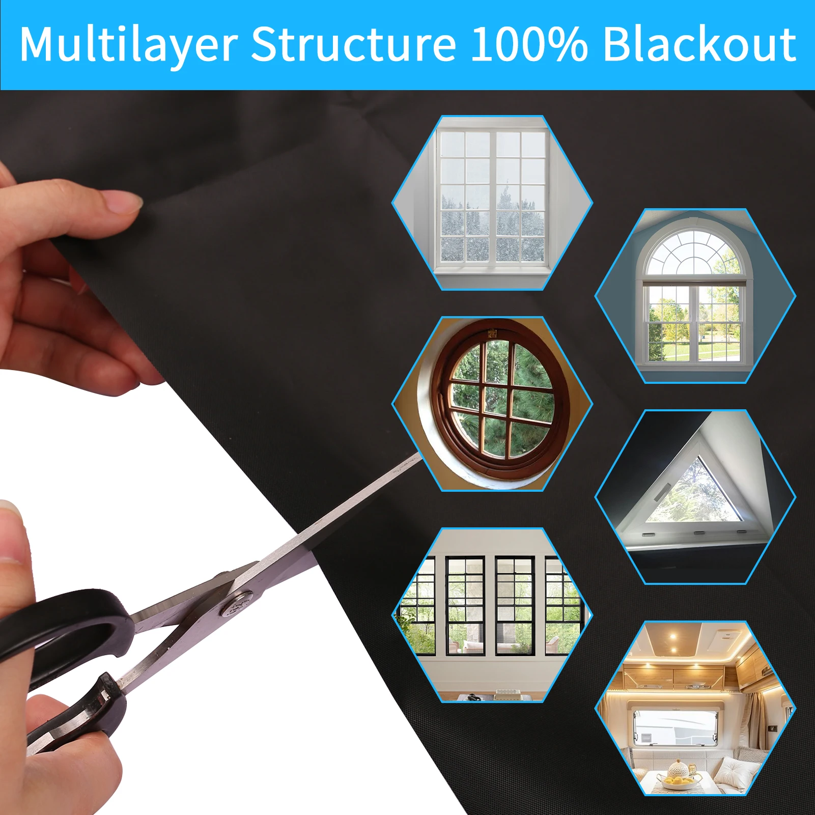 100% Blackout Curtain Self-adhesive Portable Travel Darkest Shades For Living Room Bedroom Home Glass Window Film Cloth