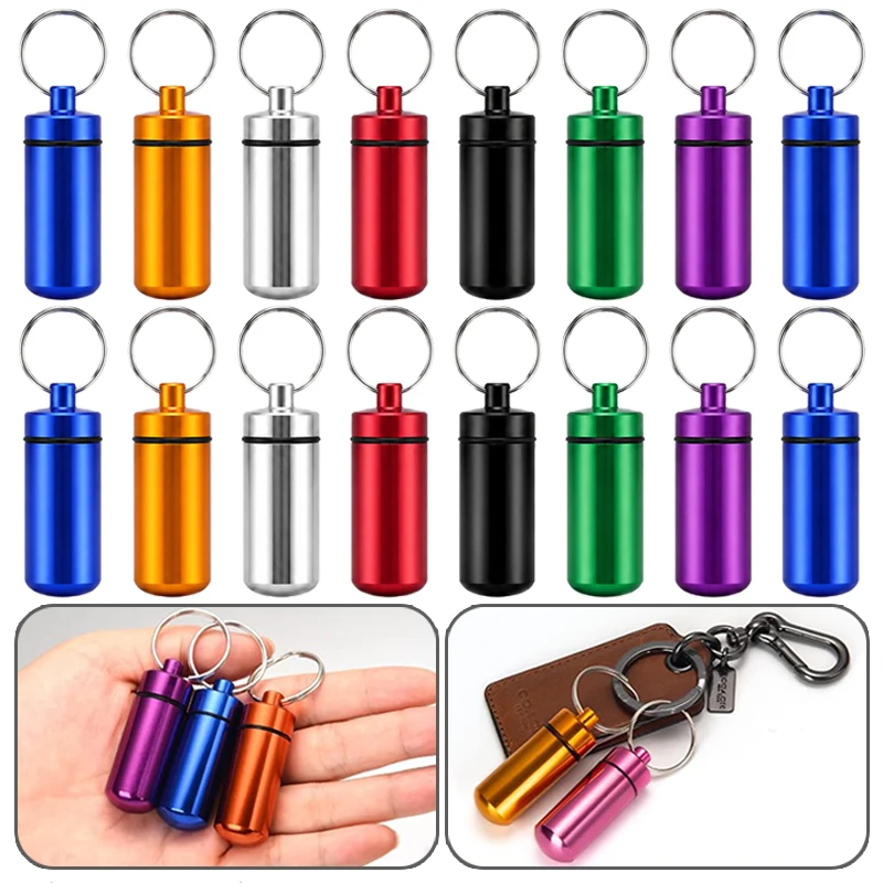 Mini Aluminum Pill Boxes – 1/5PCS Keychain Jars (Red/Blue/Green/Gold/Silver/Black) for First Aid, Hiking & On-the-Go Health TMZ