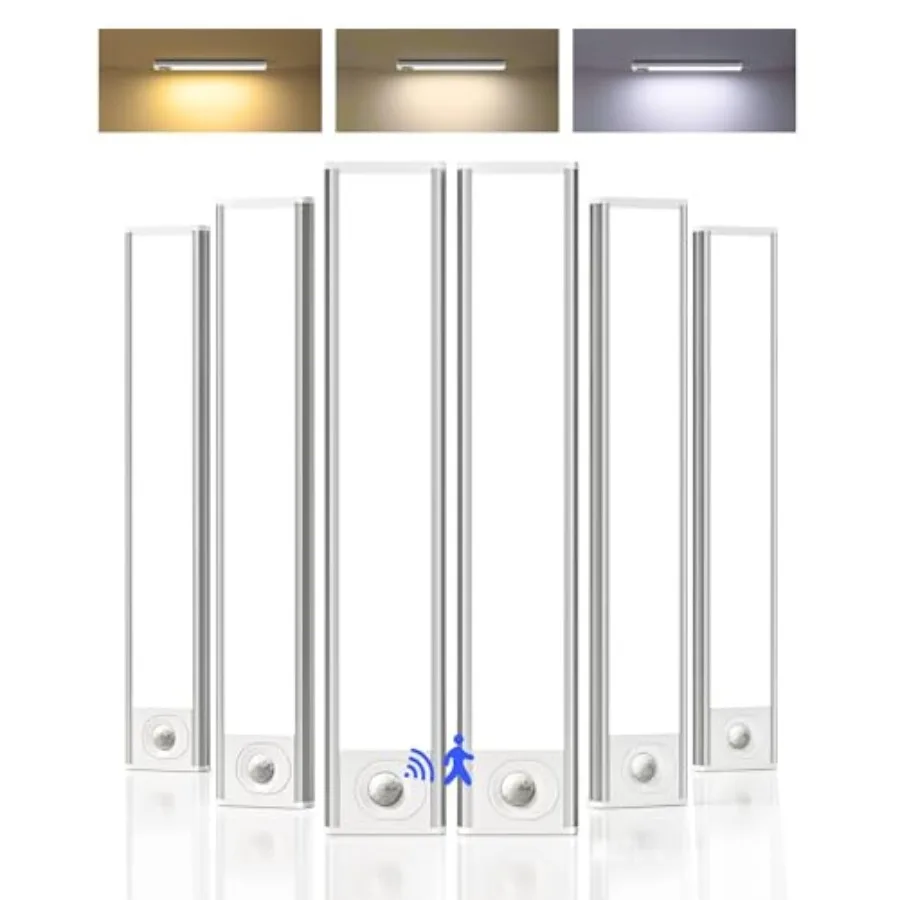 

Pack Under Cabinet Lighting, 4 LED Motion Sensor Light Indoor, Dimmable and Color Temps, Rechargeable Magnetic Closet Lights, W