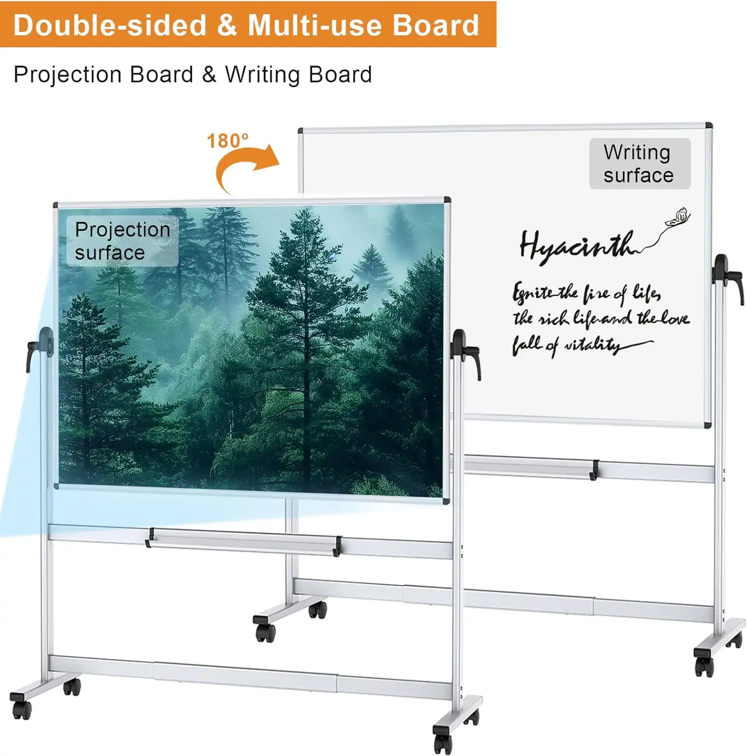 سبورة بيضاء للكتابة على الوجهين، 72 × 48 بوصة، لوحة مسح جافة مغناطيسية كبيرة وشاشة جهاز عرض · ساخنة #3