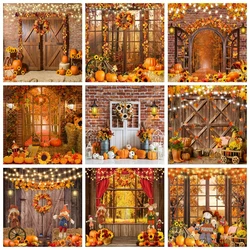 Autumn Backdrops For Photography Harvested Fall Blocks Pumpkin Baby Shower Party Photo Photographic Background Studio Shoots