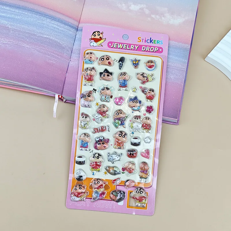 Crayon Shinchan Cartoon 3D Resin Sticker Cute Solid Decal Phone Case Bubble Sticker Decor