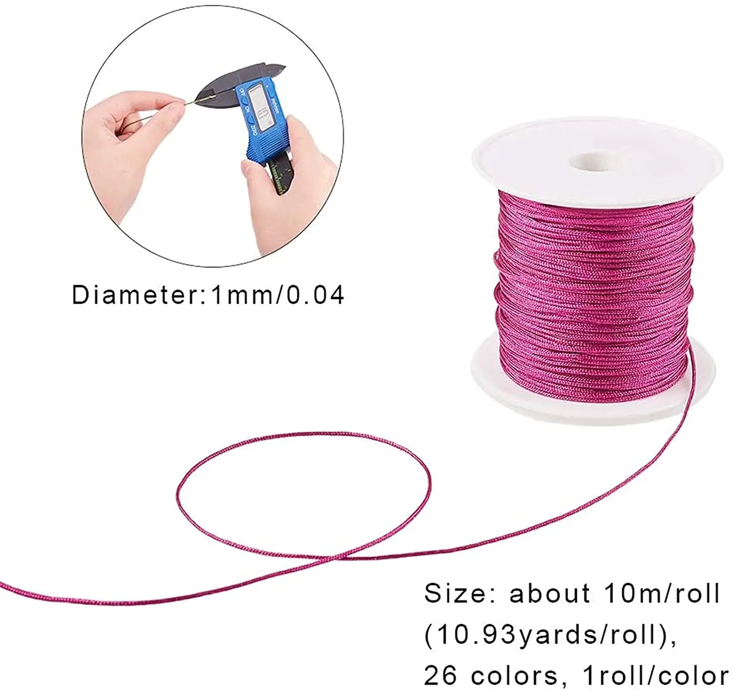 50 jardów/rolka 0.8mm nylonowy sznurek nici chiński węzeł makrama bransoletka ze sznurka pleciony sznurek DIY Craft biżuteria bransoletki dokonywanie znalezienie — zdjęcie 3