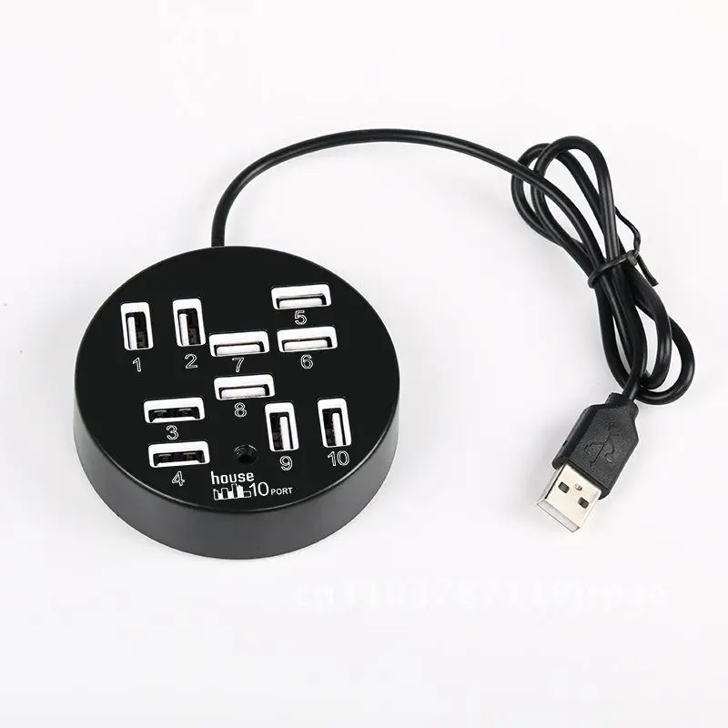 

10-портовый USB-концентратор, круглая док-станция, многопортовый концентратор с внешним разветвителем питания для аксессуаров для настольных компьютеров