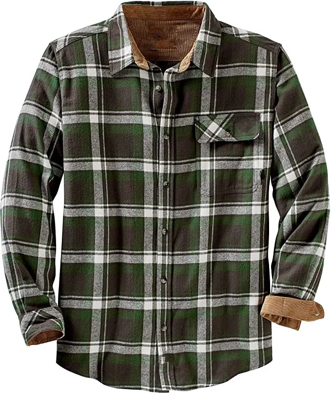 Plaid Shirt Jacket Mens Flannel Cotton Jackets Plaid Casual Button Cargo Work Coats Outwear Tops Camisa masculina Chemise homme