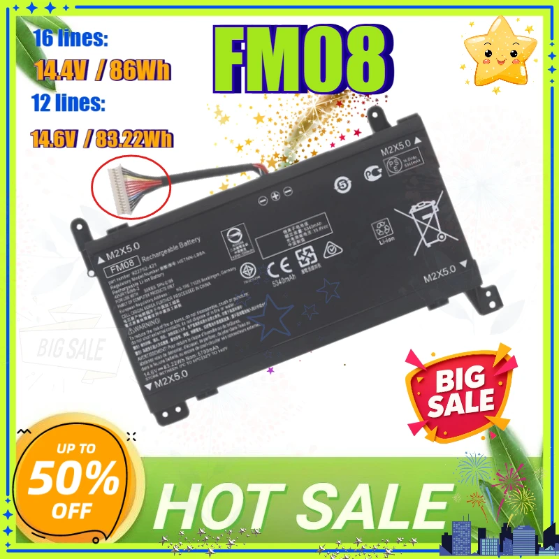 FM08 HSTNN-LB8A LB8B Battery for HP Omen 17-AN116UR AN003UR AN009NV AN044TX  AN014NA  AN040UR AN025NS AN051ND TPN-Q195 AN126UR