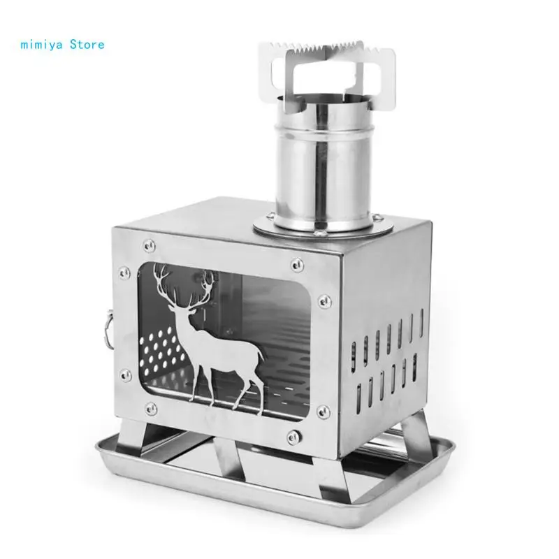 

pipi Portable Camping Tent Stove with Glass Window Mini Firewood Burners Furnaces Outdoor Cooking Stove Hot Tent Oven